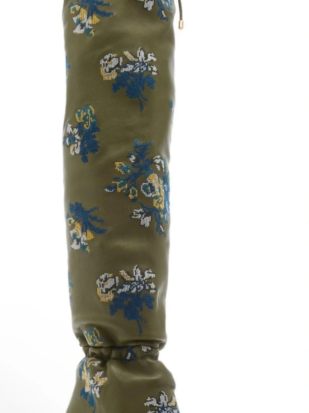 Tory Burch Green Floral Slouch Knee-High Women's Boot